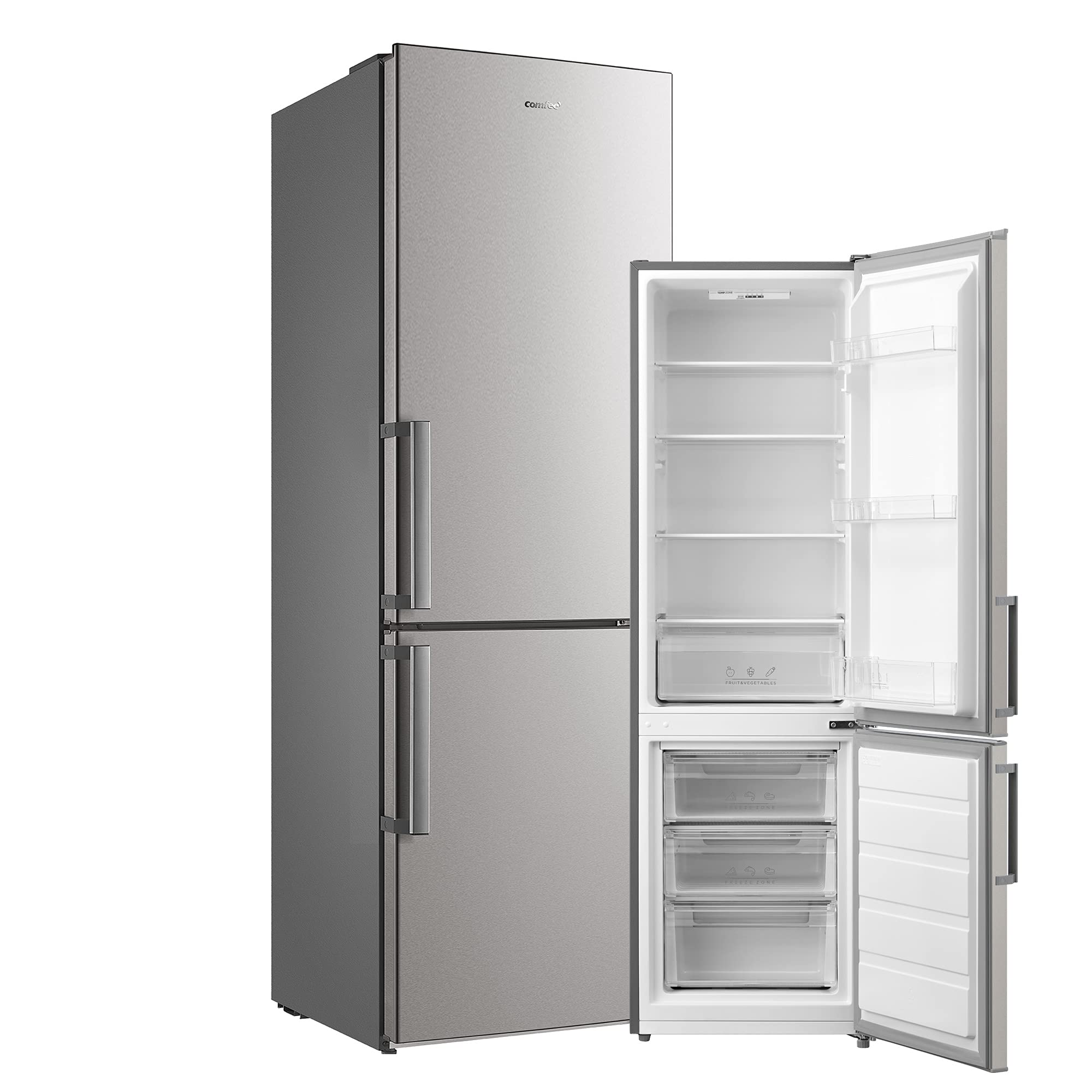 comfee-rcb357ds2gh-k-hl-gefrierkombination-259l-silber-180-cm image 1