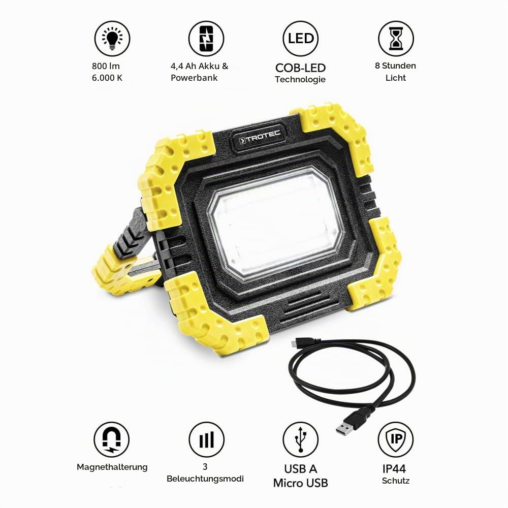 trotec-pwls-06-10-akku-led-arbeitsleuchte-800-lm-mit-usb-powerbank-ip44 image 2