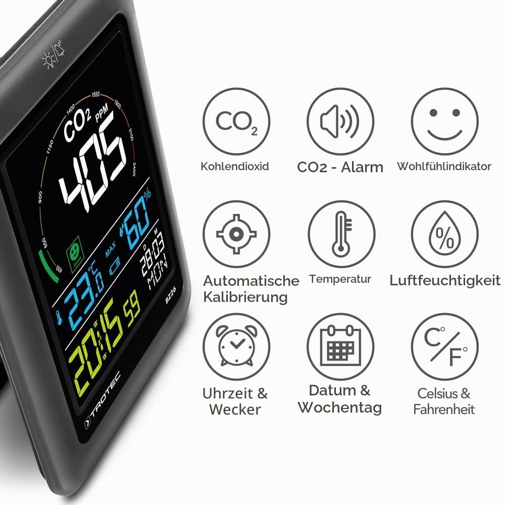 trotec-bz26-co2-luftqualit-tsmonitor-mit-farbdisplay-und-smiley-ampel image 4
