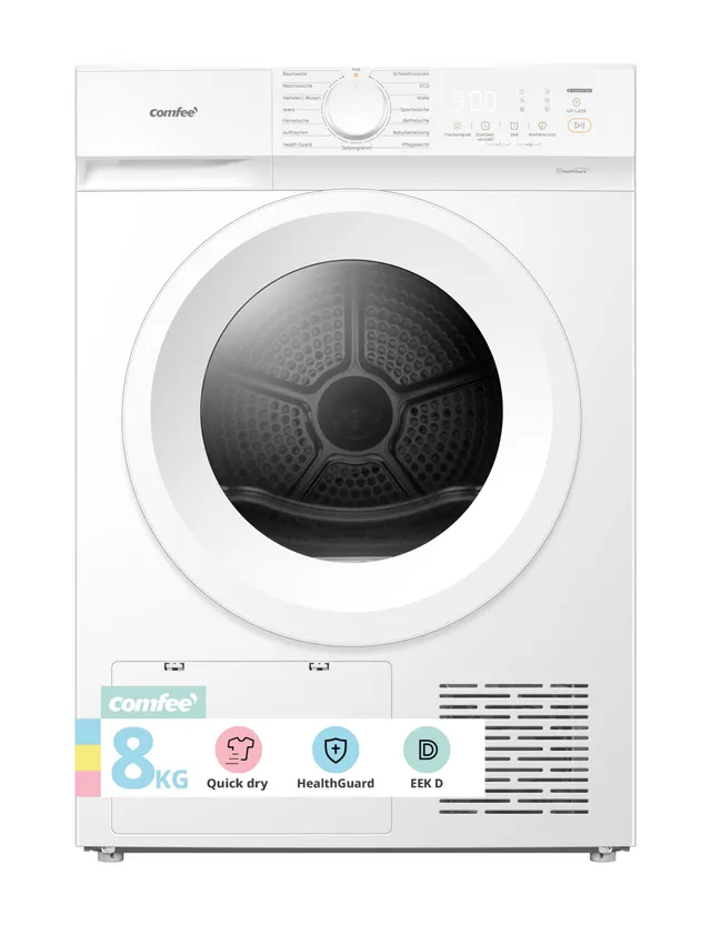comfee-cd08ehp05w-w-rmepumpentrockner-8-kg-energieklasse-d-wei image 1