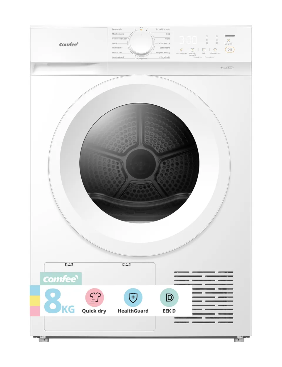 comfee-cd08ehp05w-w-rmepumpentrockner-8-kg-energieklasse-d-wei image 1