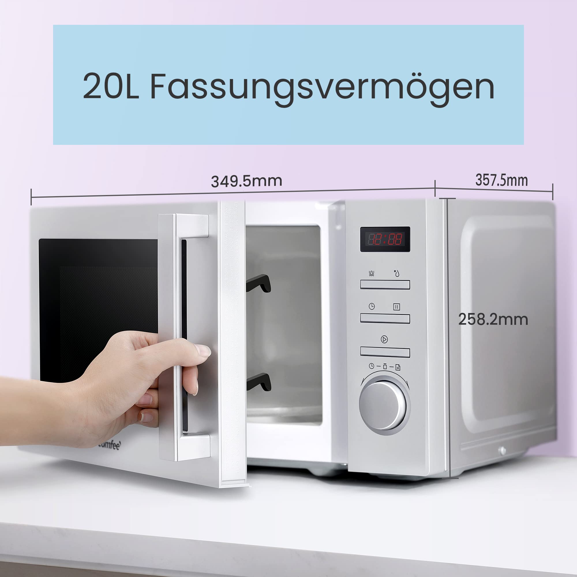 comfee-cmgo-20sf-sdi-mikrowelle-mit-crispy-grill-20-l-silber image 2