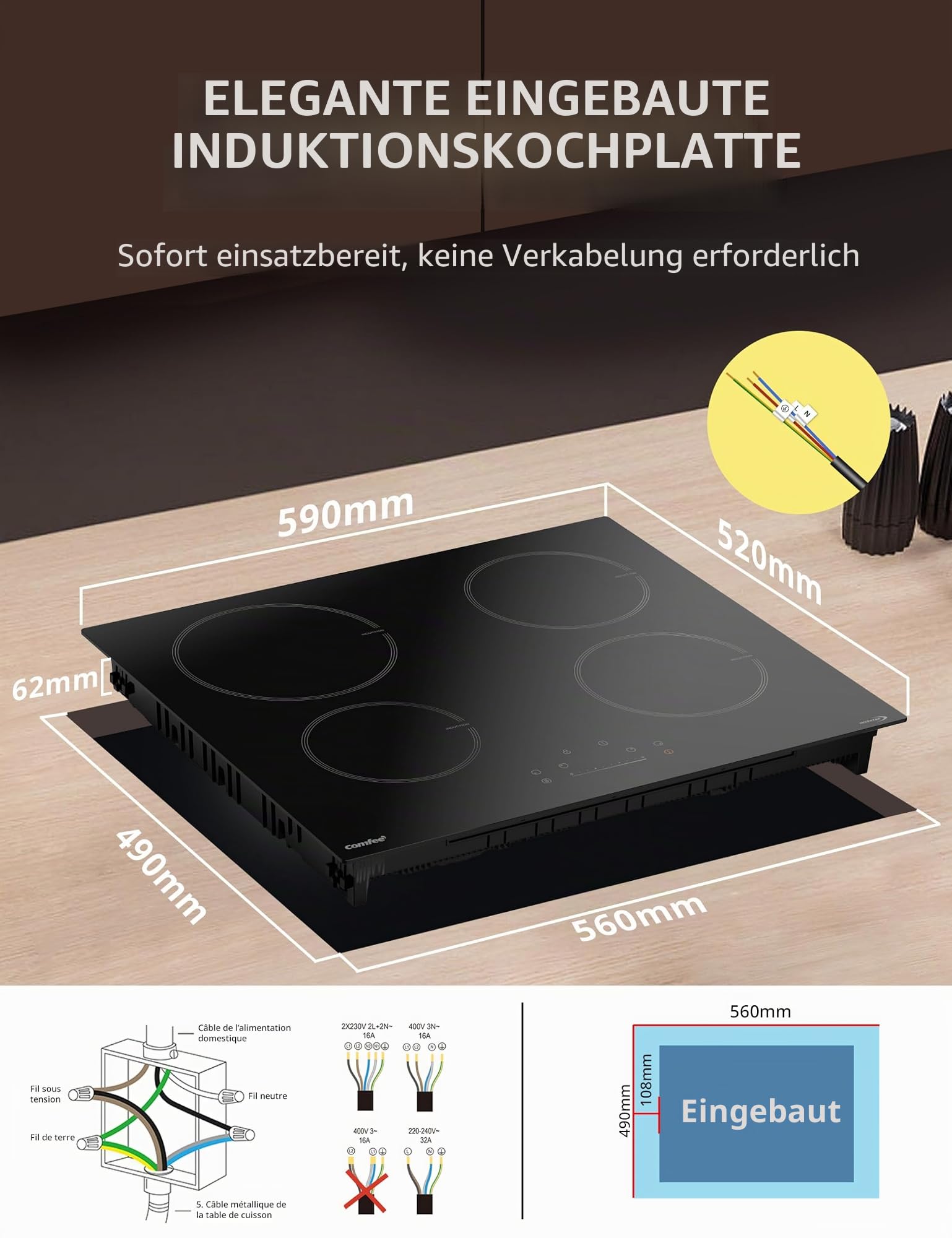 comfee-cih741f238k0-induktionskochfeld-60-cm-7200-w-4-zonen-boost image 3