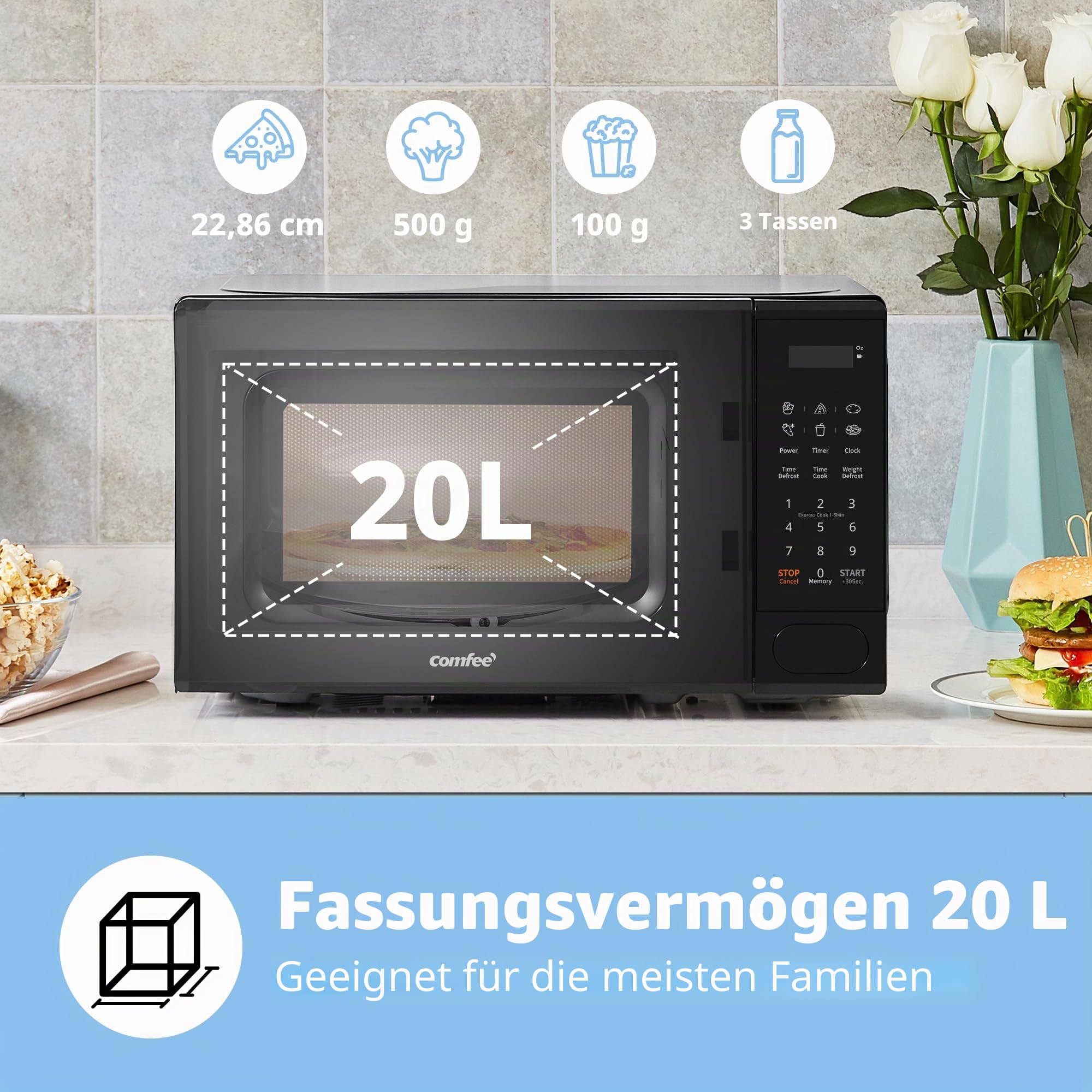 comfee-cm-e202cc-bk-digitale-mikrowelle-20l-700w-schwarz image 2