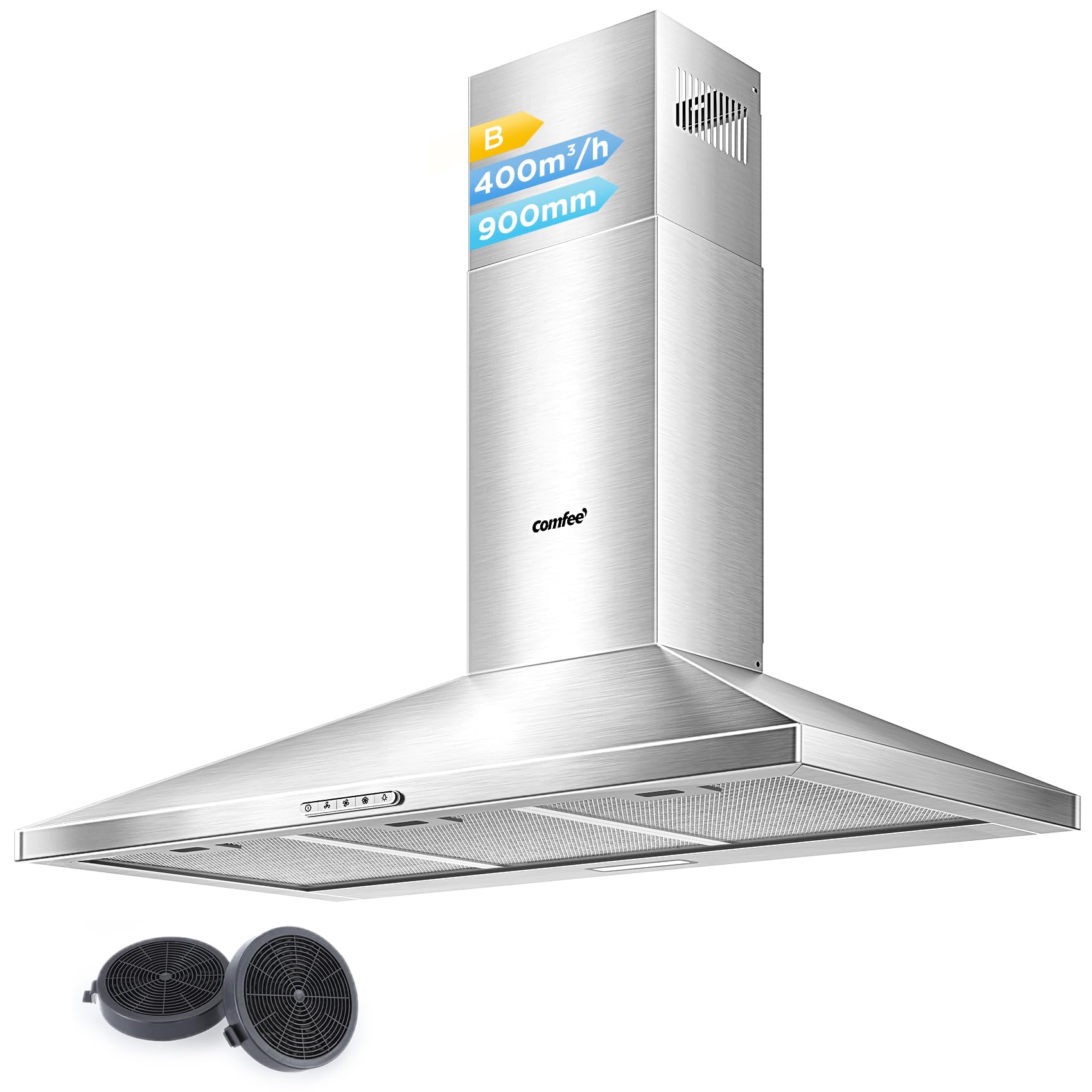comfee-pyra17ss-90-dunstabzugshaube-90-cm-edelstahl image 1