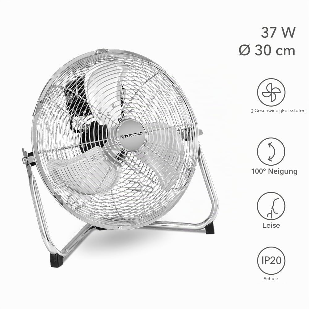 trotec-tvm-10-bodenventilator-37-w-retro-chrom-30-cm image 2