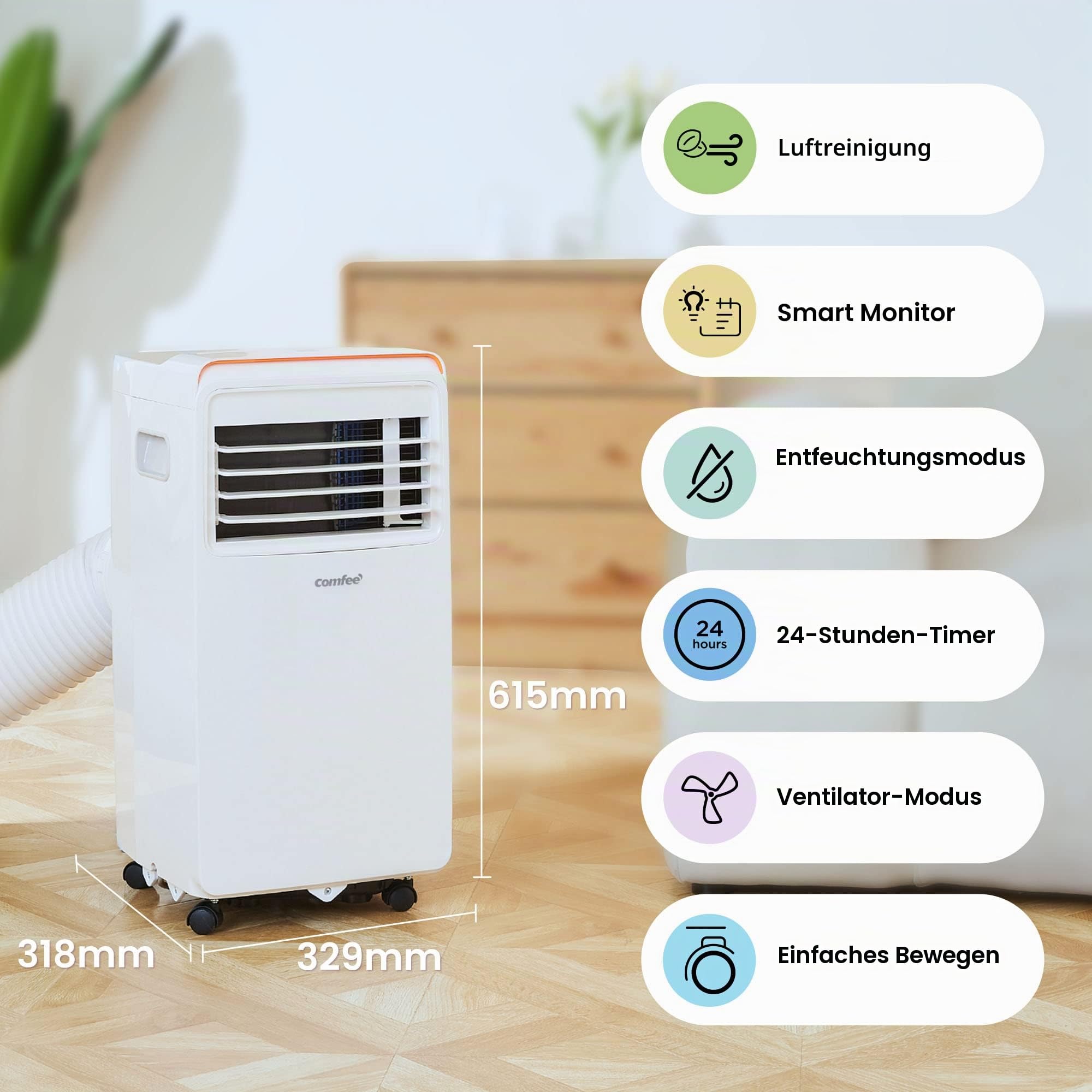 comfee-mobile-9000-pro-4-in-1-mobile-klimaanlage-9000-btu-2-6-kw image 2