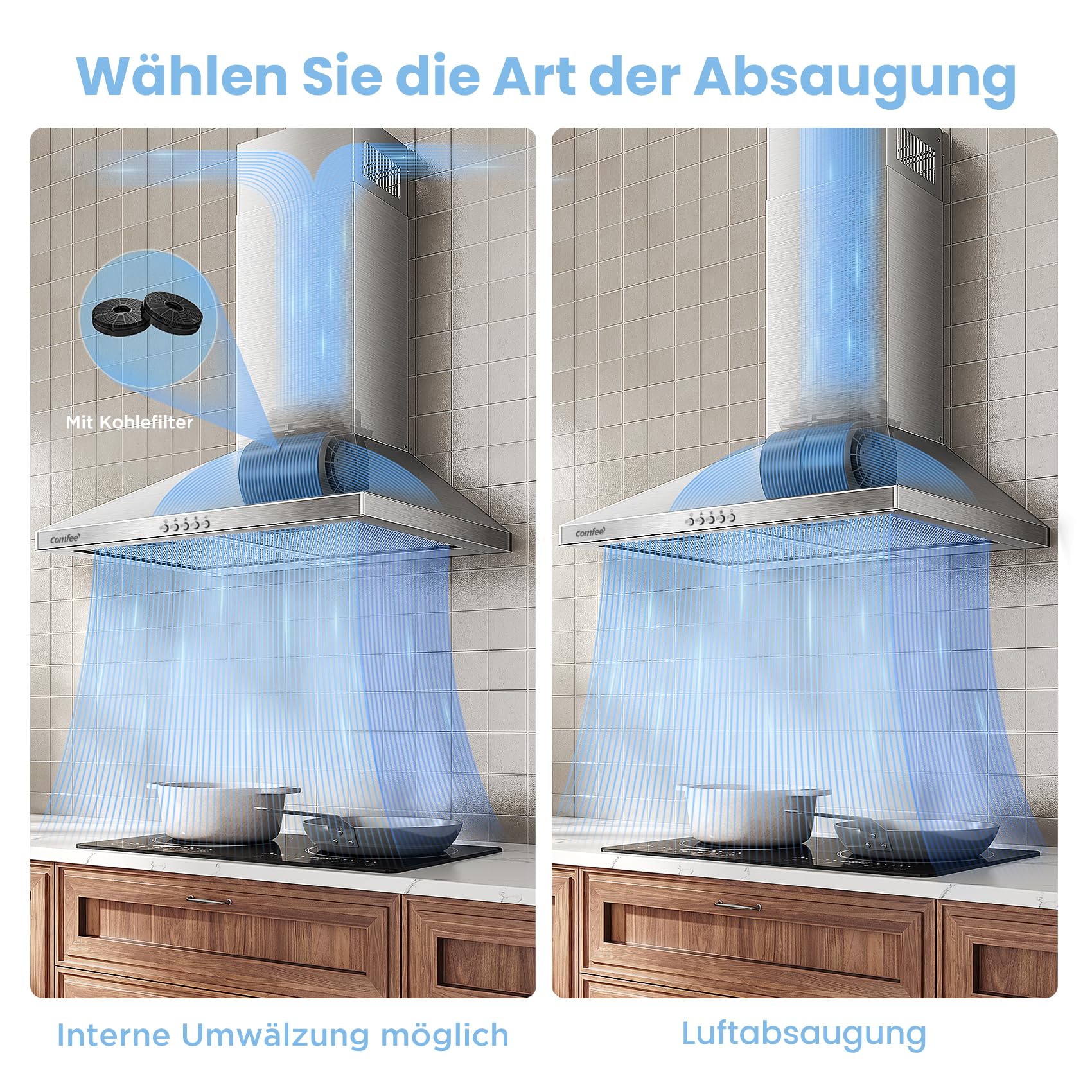 comfee-cht-3-6b-dunstabzugshaube-60-cm-wandhaube-silber-umluft-abluft-400-m-h image 3