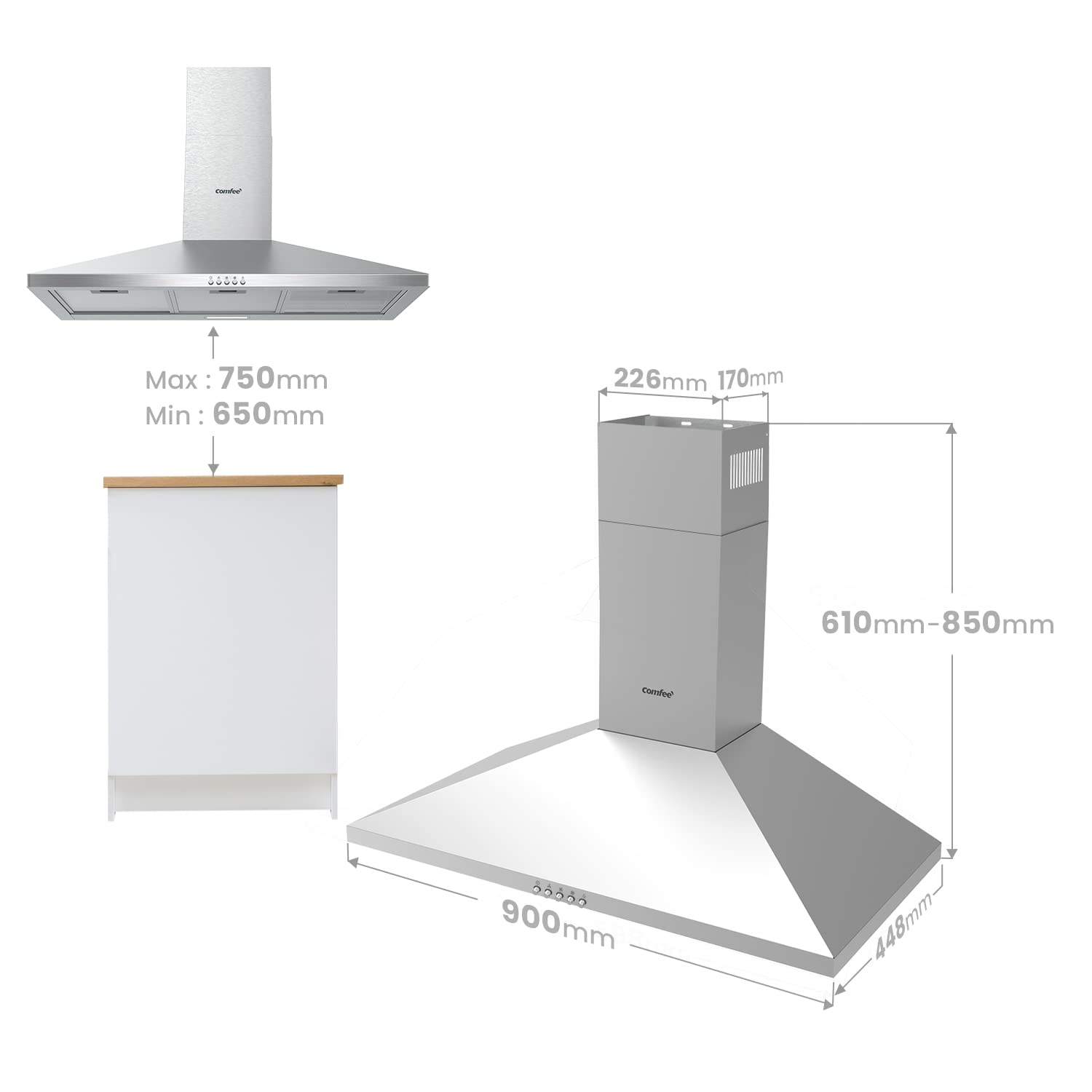 comfee-cht-3-9a17b-wand-dunstabzugshaube-90-cm-edelstahl-320-m-h image 7
