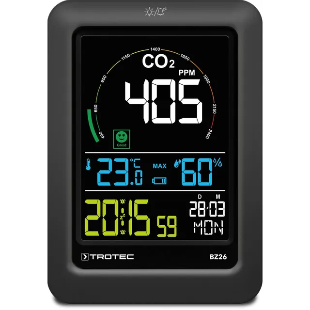 trotec-bz26-co2-luftqualit-tsmonitor-mit-farbdisplay-und-smiley-ampel image 1