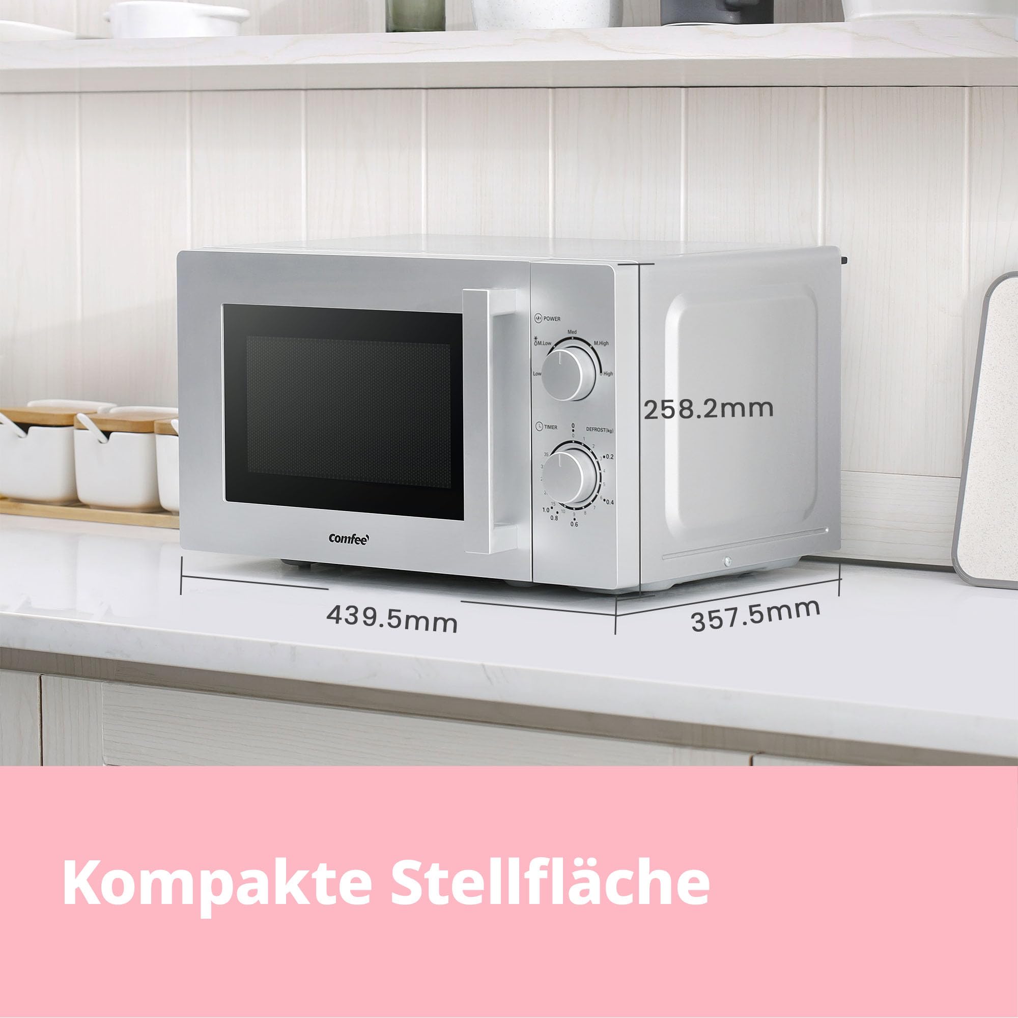 comfee-cmsn-20-solo-mikrowelle-20l-700w-silber-mit-5-leistungsstufen-und-drehtel image 5