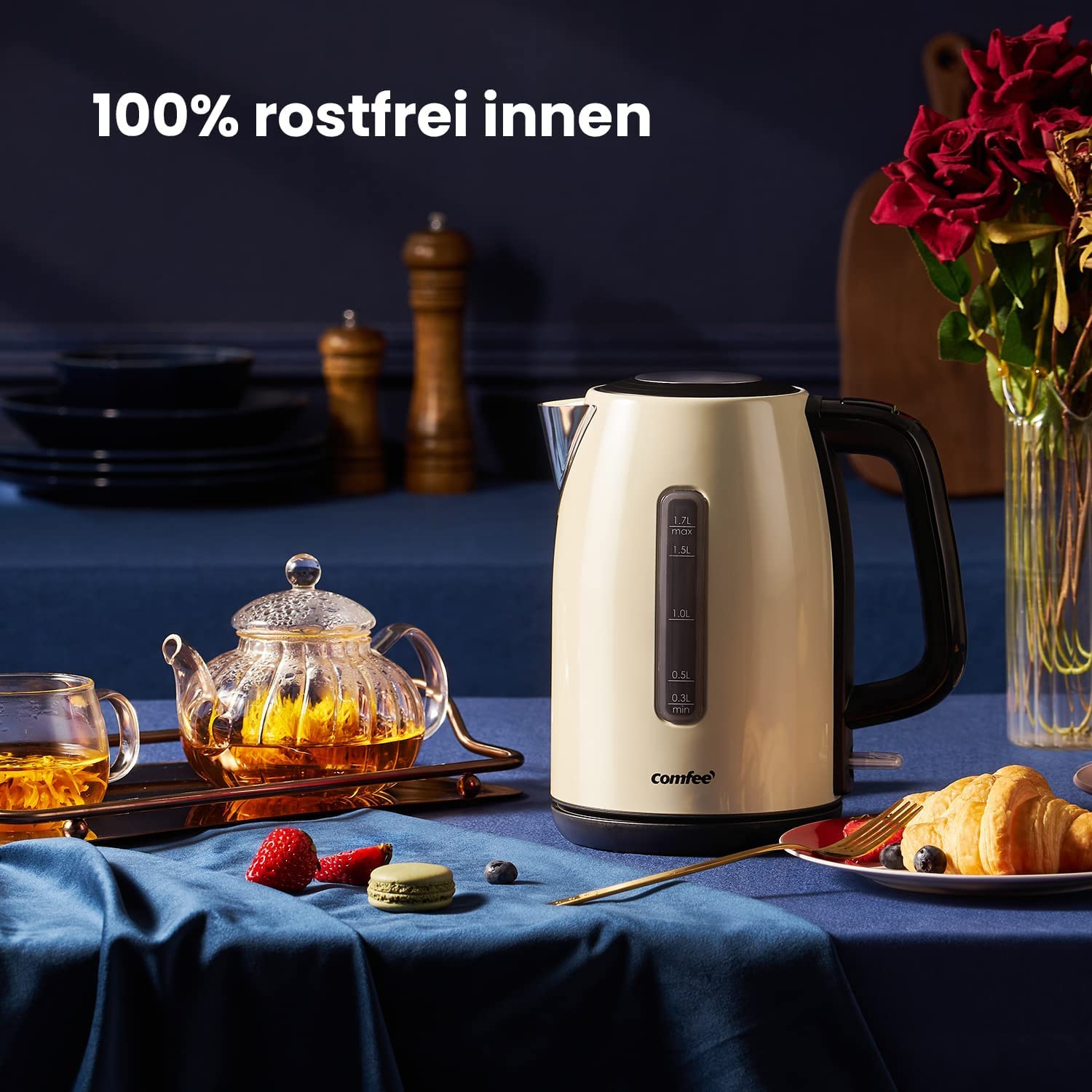 comfee-wasserkocher-1-7l-edelstahl-2200w-kabellos-mit-abschaltautomatik image 2