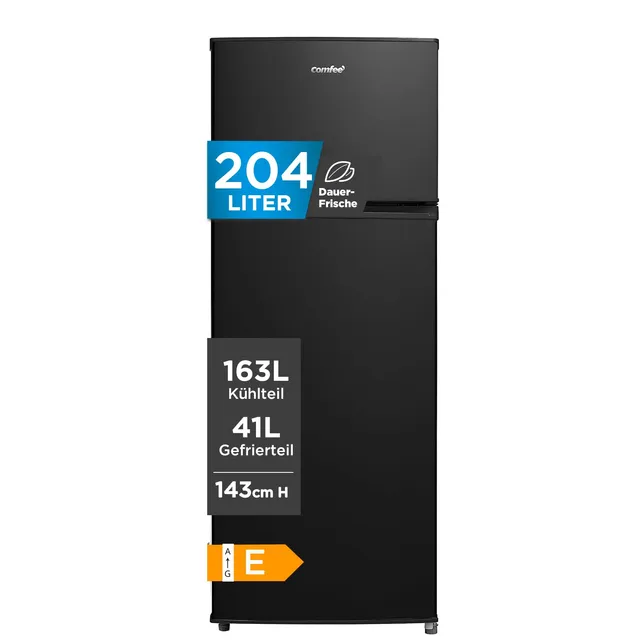 comfee-rct284dk2a-k-hl-gefrierkombination-143-cm-schwarz-204-l-176-kwh-jahr image 1