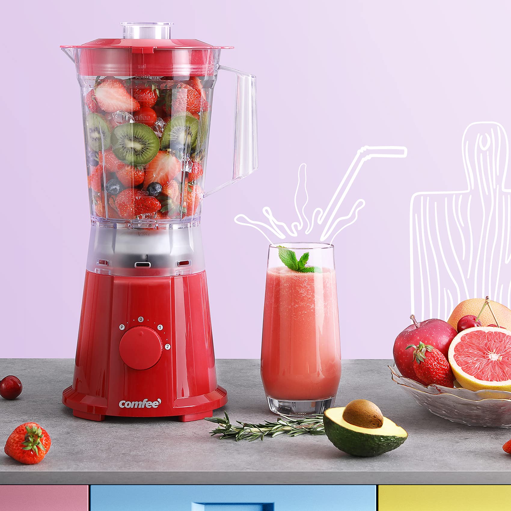 comfee-ctb-150610m-ro-rd-standmixer-smoothie-maker-1-5l-600w-rot image 6