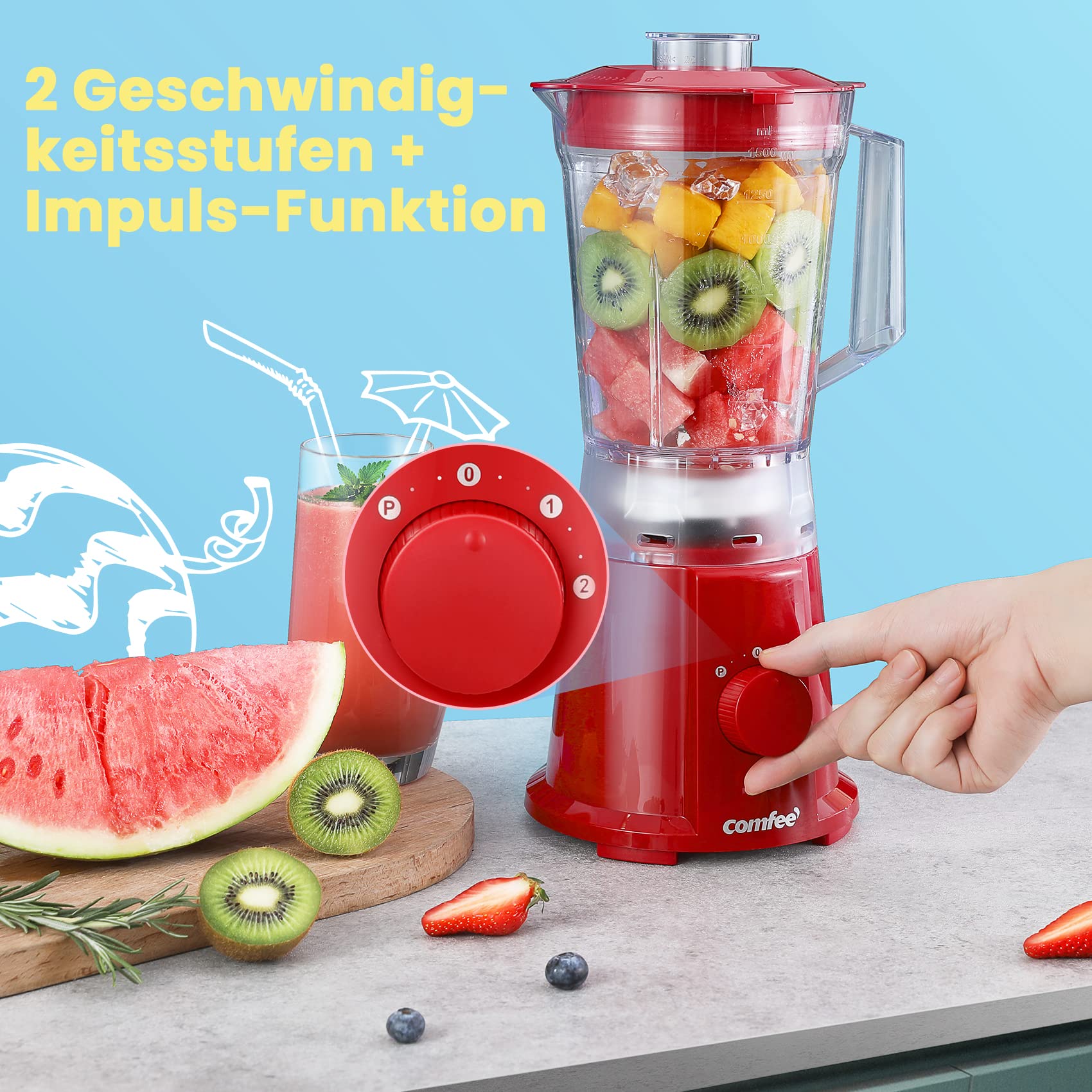 comfee-ctb-150610m-ro-rd-standmixer-smoothie-maker-1-5l-600w-rot image 4