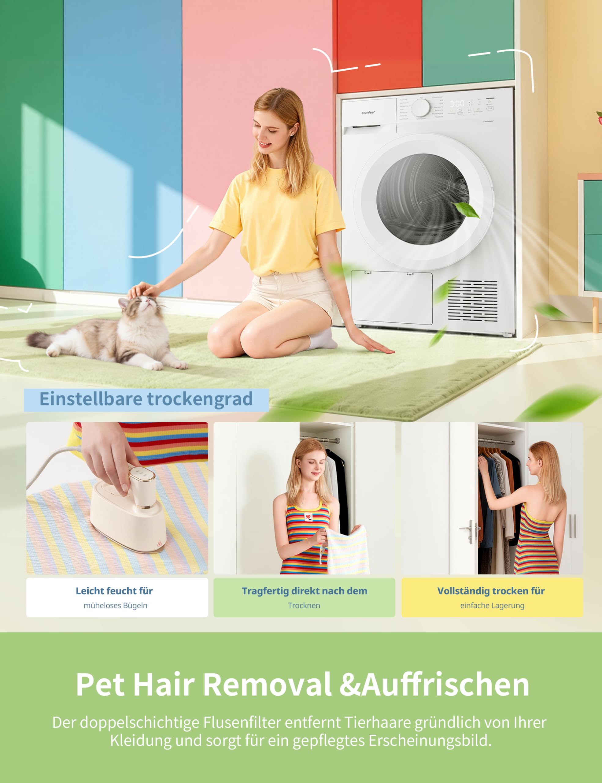 comfee-cd08ehp05w-w-rmepumpentrockner-8-kg-energieklasse-d-wei image 5
