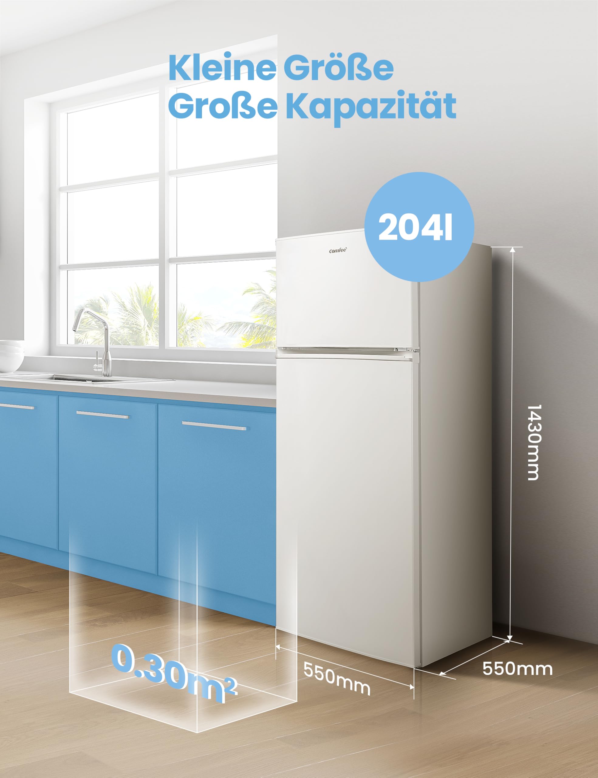 comfee-rct284wh2a-k-hl-gefrierkombination-204l-143-cm-wei image 3