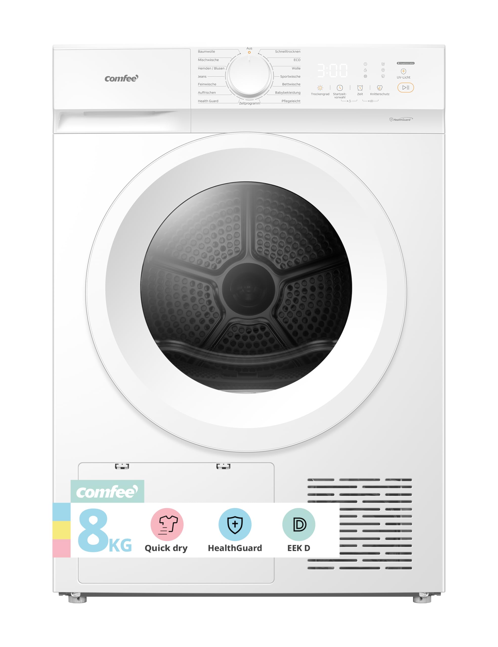 comfee-cd08ehp05w-w-rmepumpentrockner-8-kg-energieklasse-d-wei image 1
