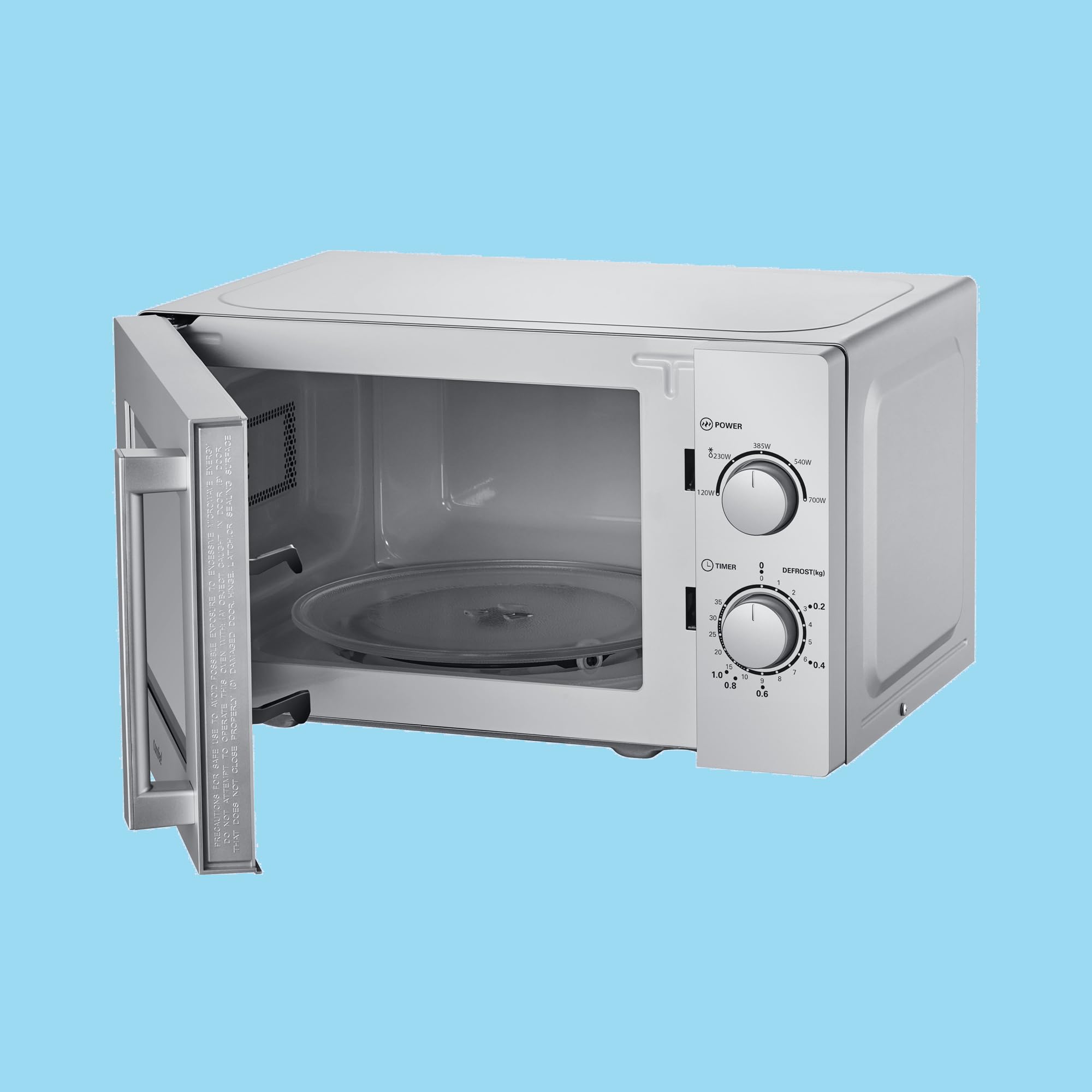 comfee-cmsn-20-solo-mikrowelle-20l-700w-silber-mit-5-leistungsstufen-und-drehtel image 7