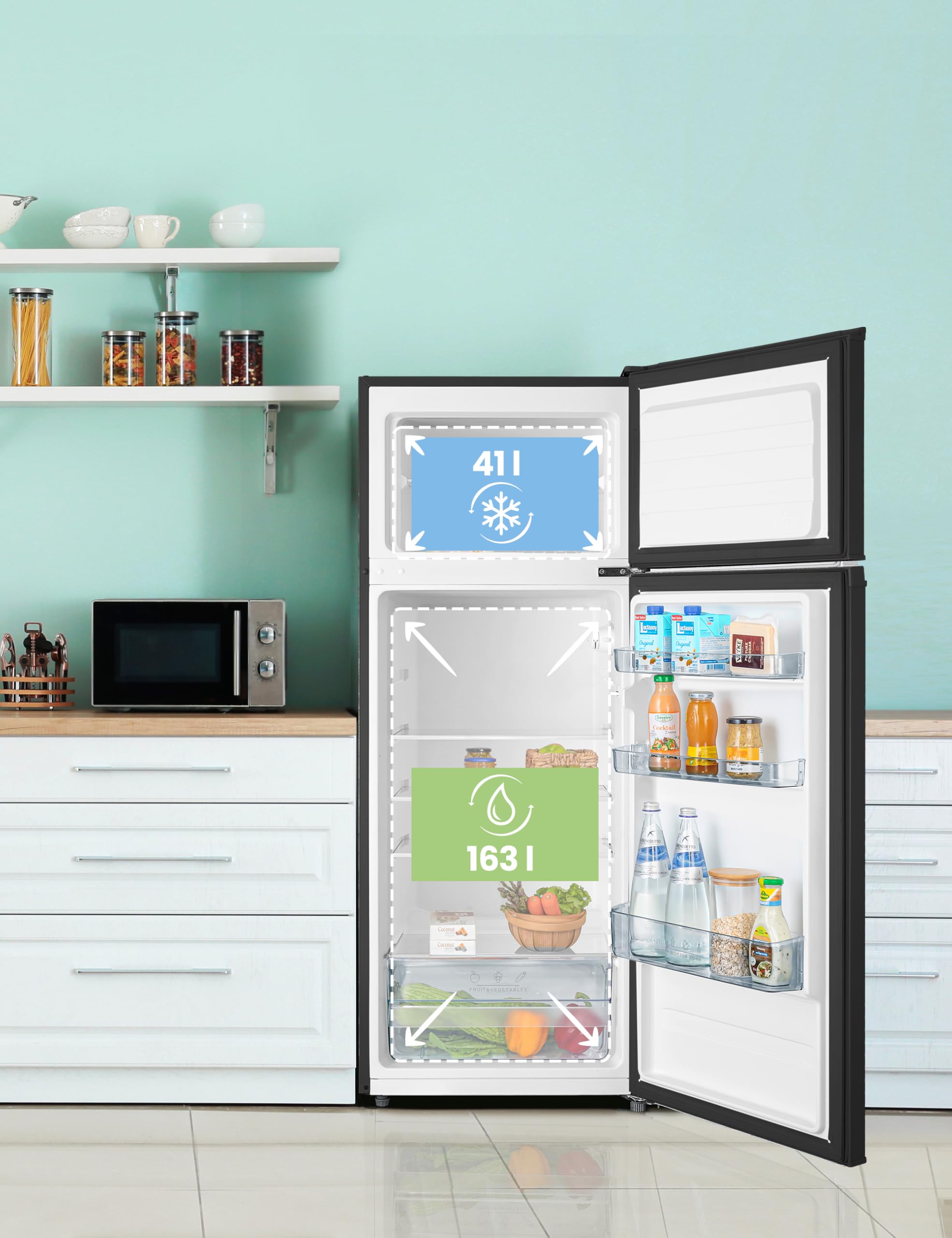 comfee-rct284dk2a-k-hl-gefrierkombination-143-cm-schwarz-204-l-176-kwh-jahr image 2