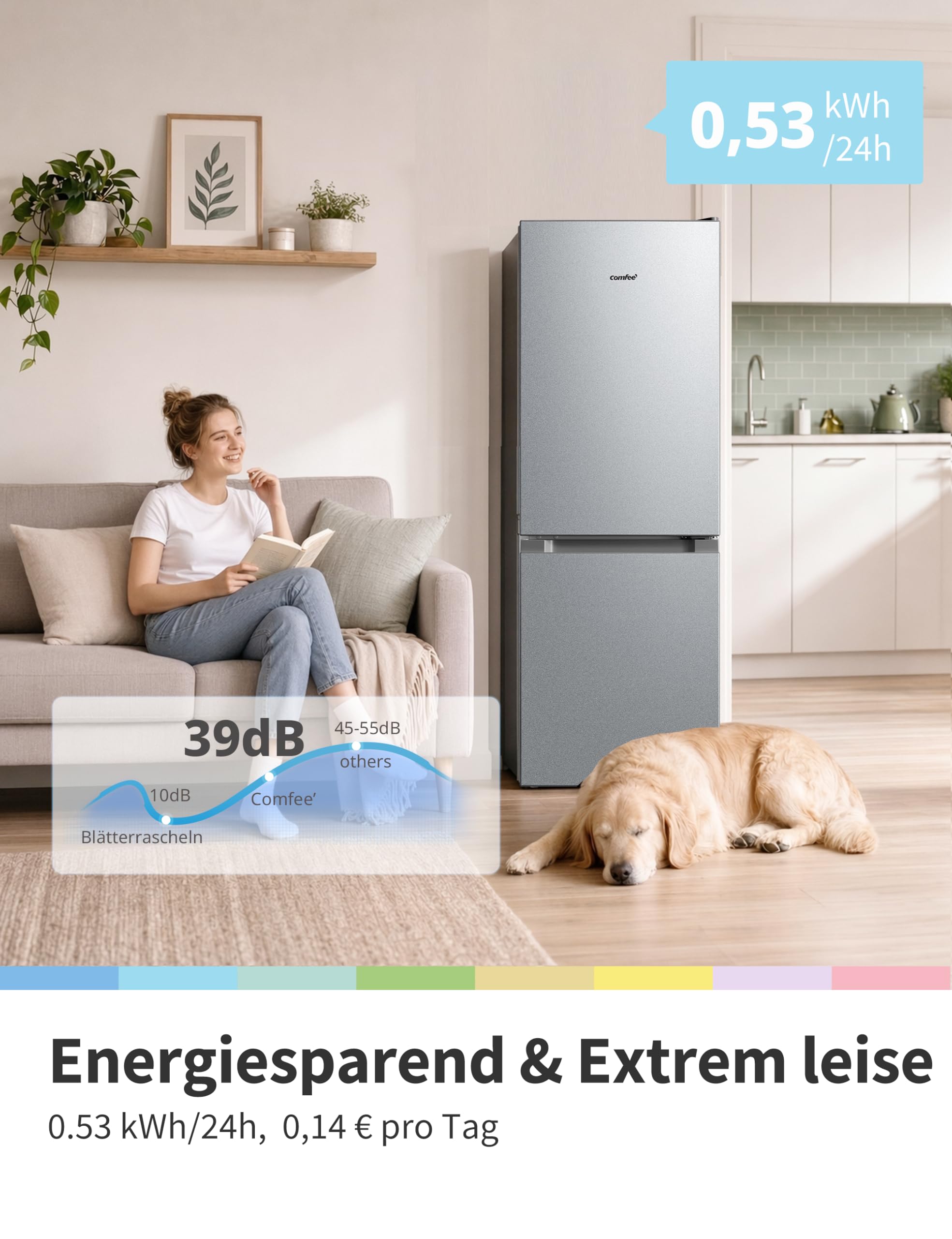 comfee-k-hl-gefrierkombination-174-l-150-cm-low-frost-38-db-klasse-e image 3