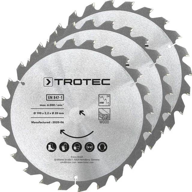trotec-holzkreiss-gebl-tter-set-190-mm-24-z-hne-3-teilig-carbonstahl image 1
