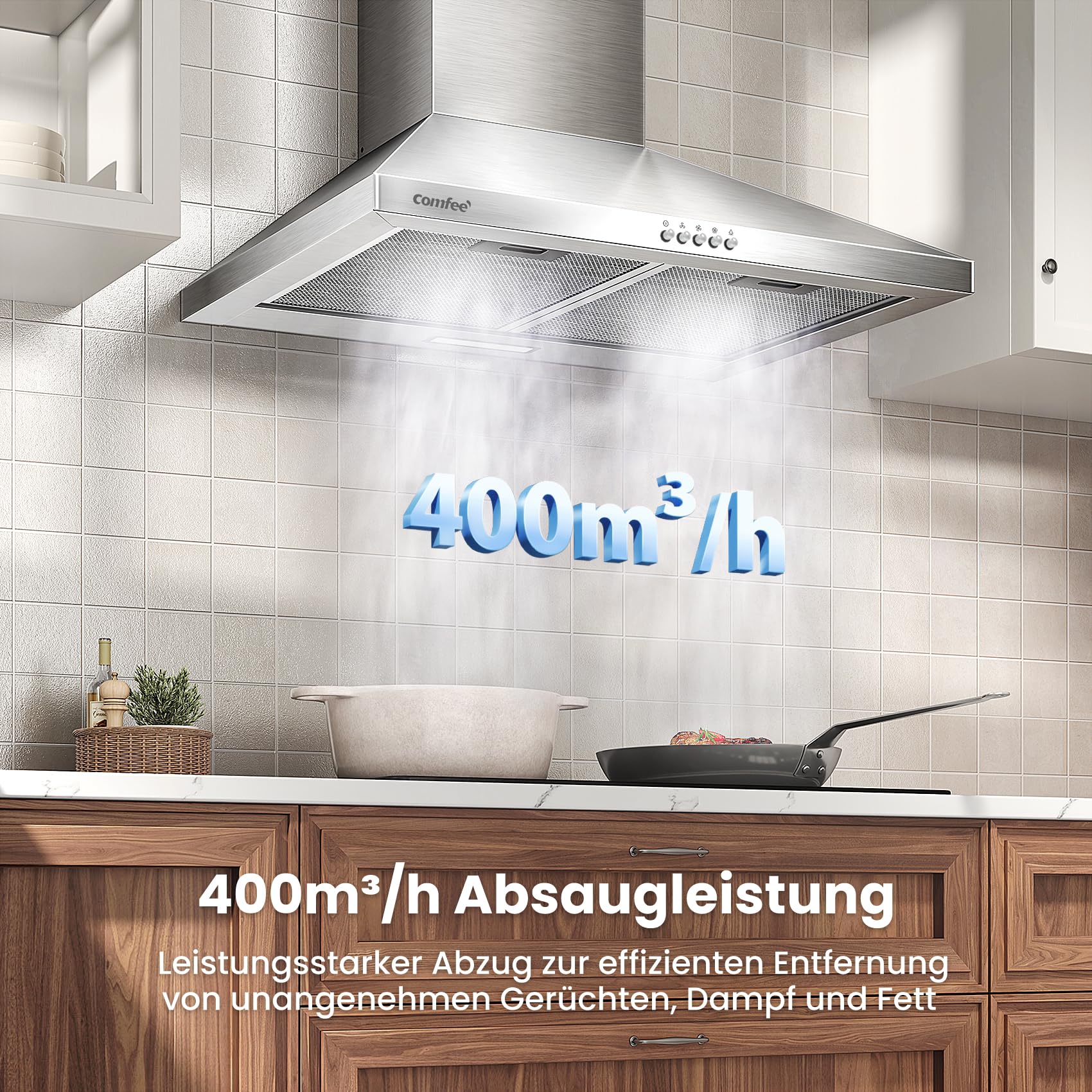 comfee-cht-3-6b-dunstabzugshaube-60-cm-wandhaube-silber-umluft-abluft-400-m-h image 2