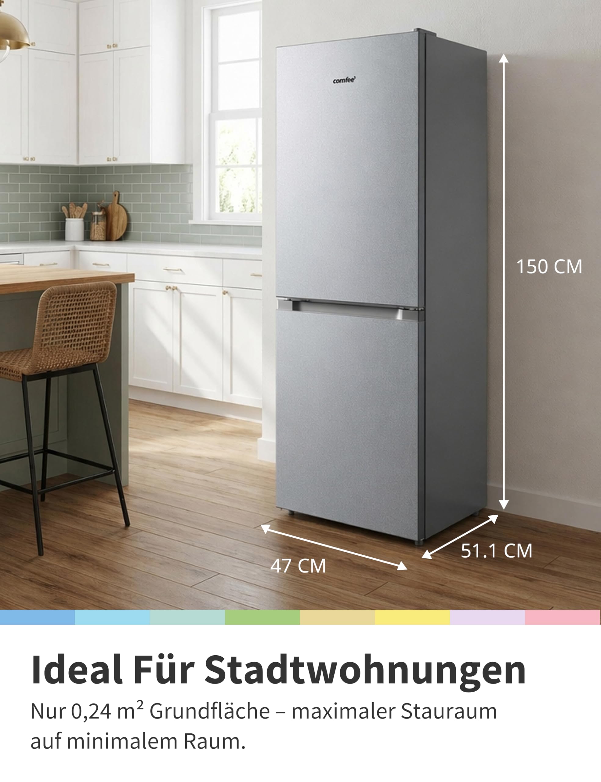 comfee-k-hl-gefrierkombination-174-l-150-cm-low-frost-38-db-klasse-e image 2