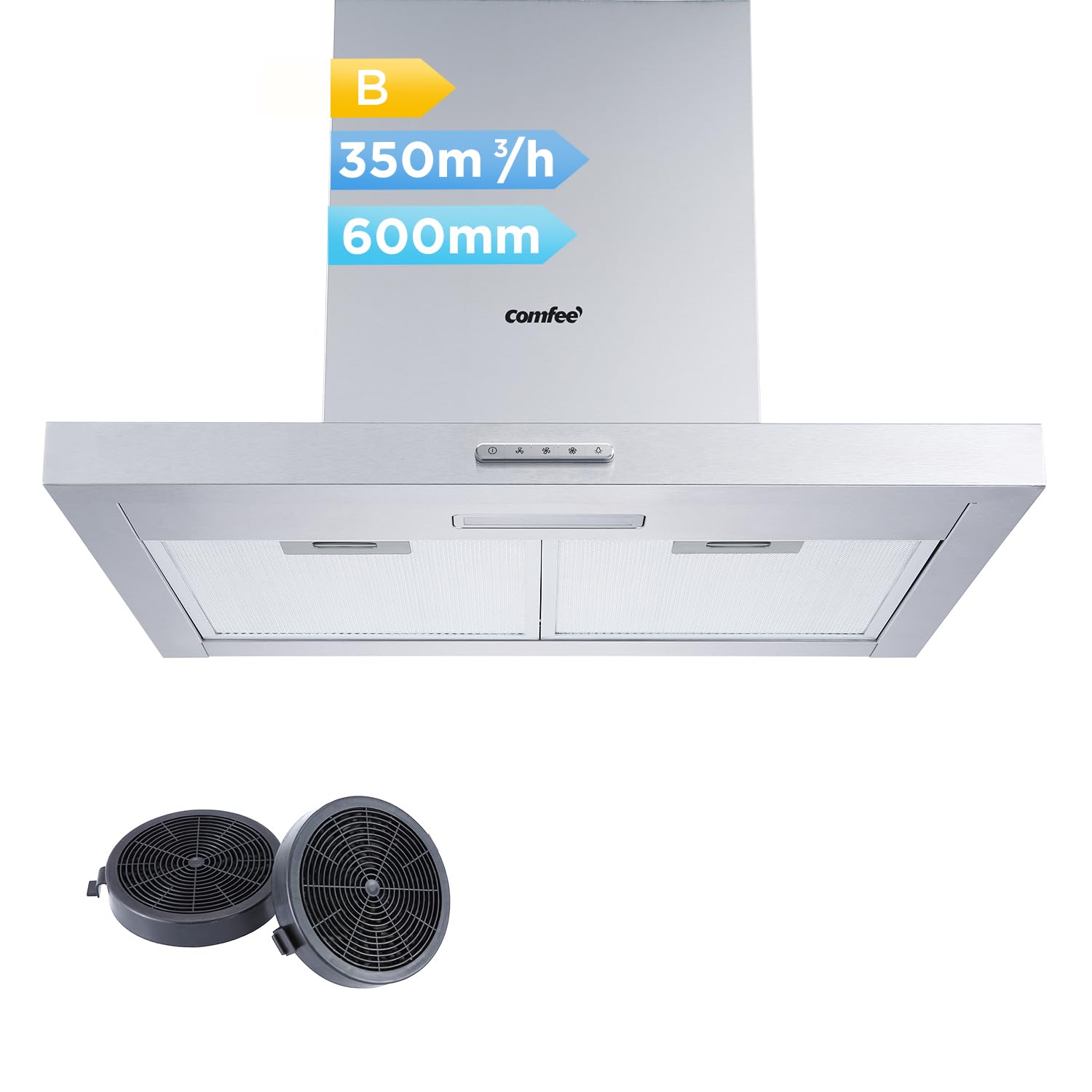 comfee-tshm17ss-60-kaminhaube-60-cm-dunstabzugshaube-edelstahl image 1
